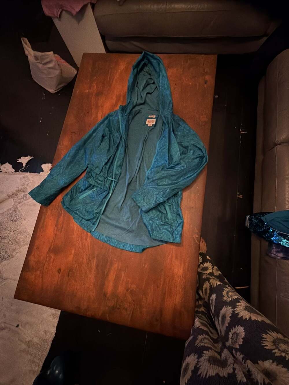Mossimo Womens Medium Jacket Zip Up Coat Water Resistance Pockets Hoodie Blue 90